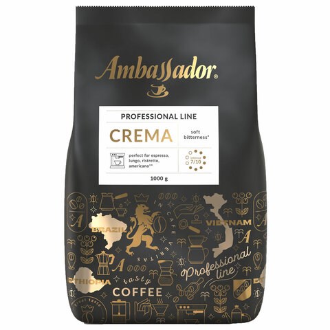 Кофе в зернах AMBASSADOR "Crema" 1 кг 622228 - фото 308168