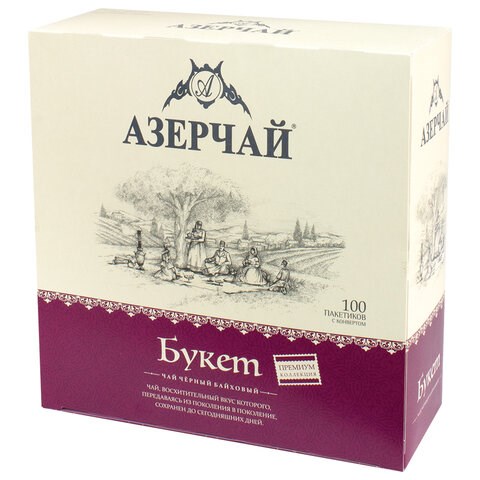 Чай АЗЕРЧАЙ "Premium collection" чёрный, 100 пакетиков в конвертах по 1,8 г, 415234 622731 - фото 308219