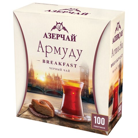 Чай АЗЕРЧАЙ "Армуду Breakfast" черный, 100 пакетиков по 1,6 г, 420534 622735 - фото 308222
