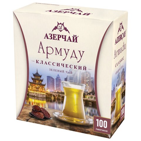 Чай АЗЕРЧАЙ "Армуду" зеленый, 100 пакетиков по 1,6 г, 420537 622738 - фото 308225