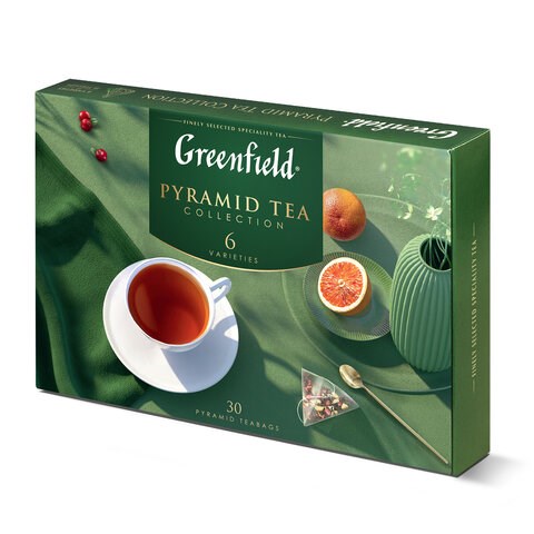 Чай GREENFIELD "Pyramid Tea Collection" ассорти 6 вкусов, НАБОР 30 пирамидок, 1768-10 622760 - фото 308236