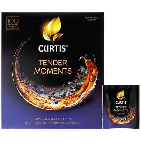 Чай CURTIS "Tender Moments" черный со вкусом ягод и мяты, 100 пакетиков в конвертах по 1,5 г, 102121 622788 - фото 308243