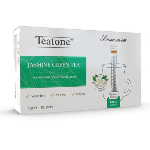 Чай TEATONE зеленый с ароматом жасмина, 100 стиков по 1,8 г, 1242 622803 - фото 308251