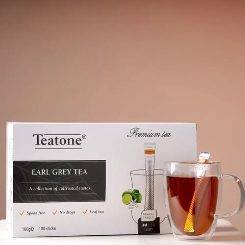Чай TEATONE черный с ароматом бергамота, 100 стиков по 1,8 г, 64 622805 - фото 308253