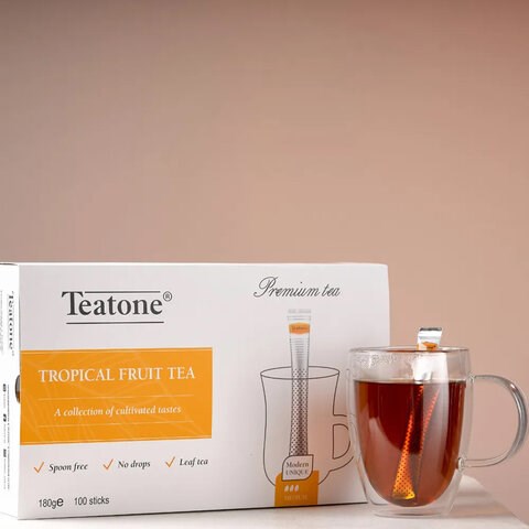 Чай TEATONE черный с ароматом тропических фруктов, 100 стиков по 1,8 г, 1247 622807 - фото 308255