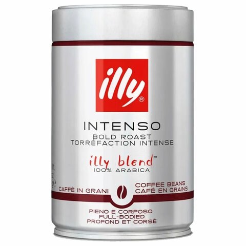 Кофе в зернах ILLY "Intenso" ИТАЛИЯ, 250 г, в жестяной банке, арабика 100%, ИТАЛИЯ, 1819 622812 - фото 308260