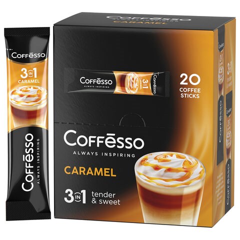 Кофе растворимый порционный COFFESSO "3 в 1 Caramel", пакетик 15 г, 102149 623402 - фото 308297