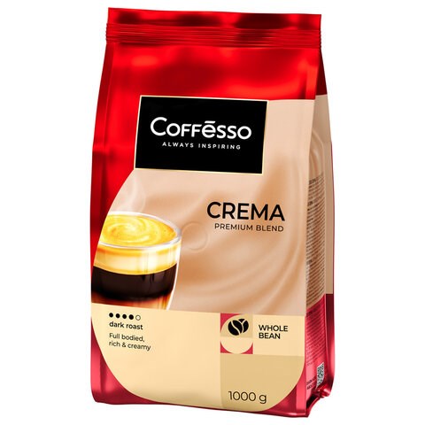 Кофе в зернах COFFESSO "Crema", 1 кг, 102486 623412 - фото 308306