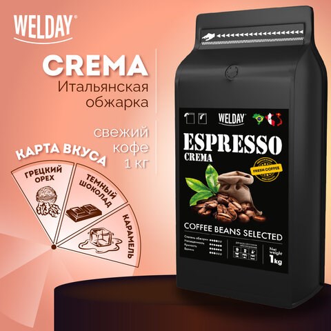 Кофе в зернах WELDAY (ВЭЛДЭЙ) "ESPRESSO Crema" 1 кг, 623439, УТ000015180 623439 - фото 308316