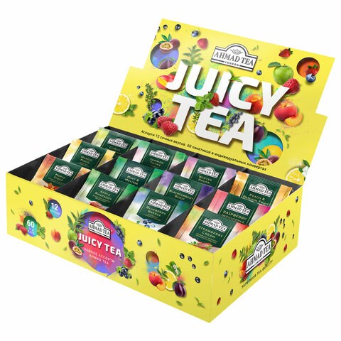 Чай AHMAD "Juicy tea" ассорти 12 вкусов, НАБОР 60 пакетиков, N074 623511 - фото 308327