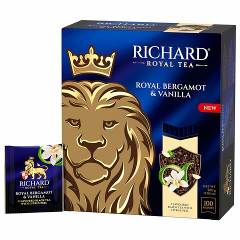 Чай RICHARD "Royal bergamot & vanilla" черный, 100 пакетиков в конвертах по 2 г, 102736 624178 - фото 308359