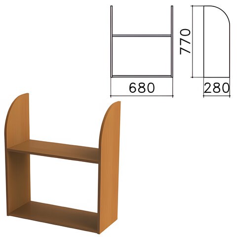 Полка навесная настенная "Монолит", 680х280х770 мм, цвет орех гварнери, ПМ40.3 640219