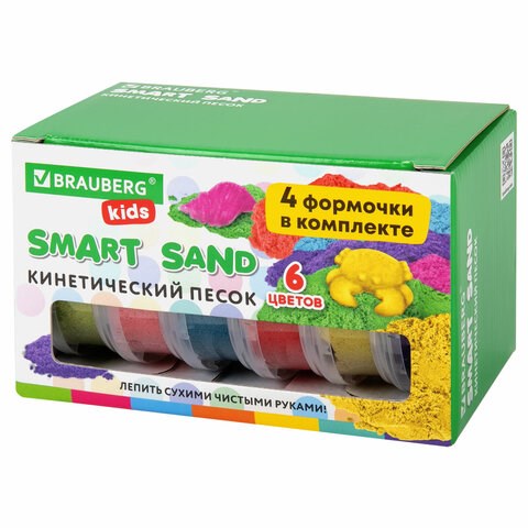 Песок для лепки кинетический BRAUBERG KIDS, 6 цветов, 720 г, 4 формочки, 665090 665090 - фото 309065
