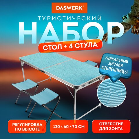 Комплект складной мебели (стол и 4 стула), туристический, садовый, СТАНДАРТ, DASWERK, 680045 680045 - фото 309324