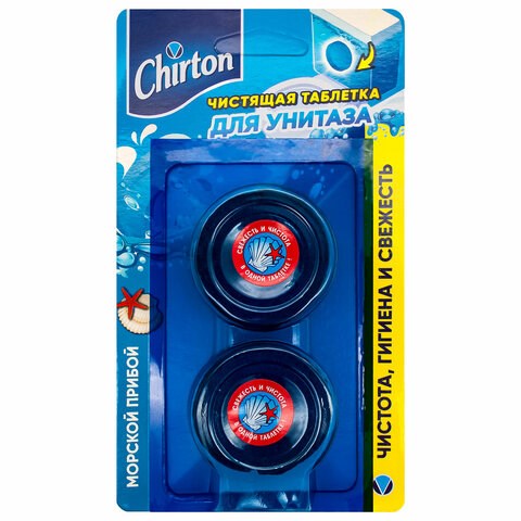 Таблетки чистящие для унитаза 2 шт. х 50 г, CHIRTON (Чиртон), "Морской Прибой", 6944678610380 700449 - фото 309405