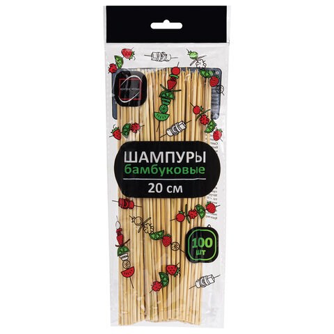 Шпажки-шампуры для шашлыка бамбуковые 20 см, 100 штук, КП, 107948 700660 - фото 309433