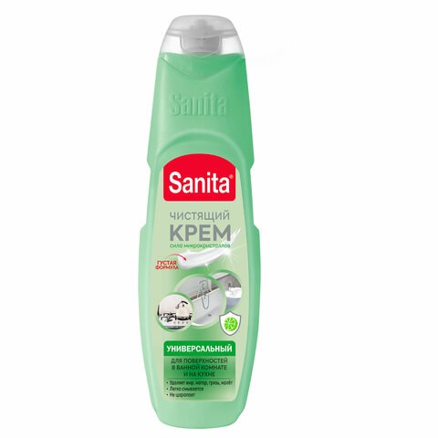 Чистящее средство универсальное крем 600 г, SANITA "Зеленый чай и лайм", 22949 701251 - фото 309563