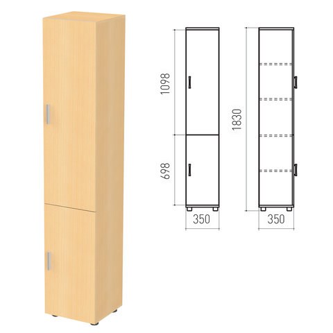 Шкаф закрытый "Канц", 350х350х1830 мм, цвет бук невский (КОМПЛЕКТ) 980021 - фото 309602