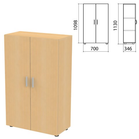 Шкаф закрытый "Канц", 700х350х1130 мм, цвет бук невский (КОМПЛЕКТ) 980029 - фото 309610