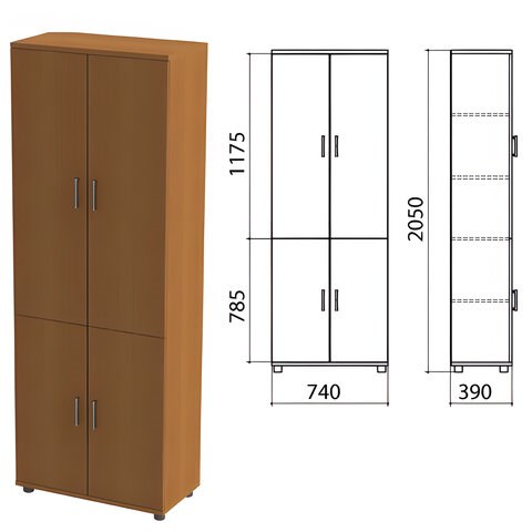 Шкаф закрытый "Монолит", 740х390х2050 мм, цвет орех гварнери (КОМПЛЕКТ) 980088 - фото 309655