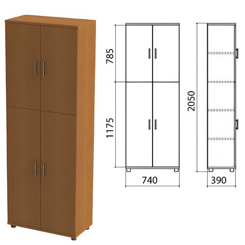 Шкаф закрытый "Монолит", 740х390х2050 мм, цвет орех гварнери (КОМПЛЕКТ) 980091 - фото 309658