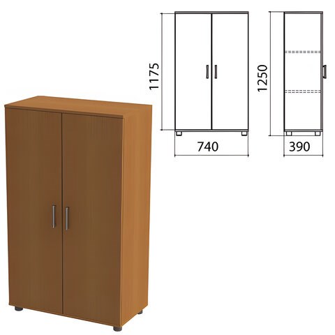 Шкаф закрытый "Монолит", 740х390х1250 мм, цвет орех гварнери (КОМПЛЕКТ) 980112 - фото 309679