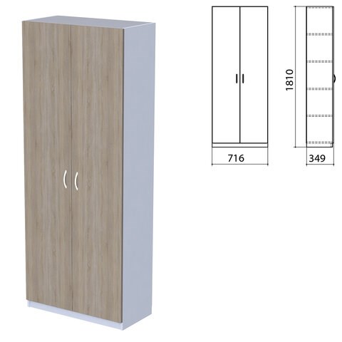 Шкаф закрытый "Бюджет", 716х349х1810 мм, дуб сонома (КОМПЛЕКТ) 982197