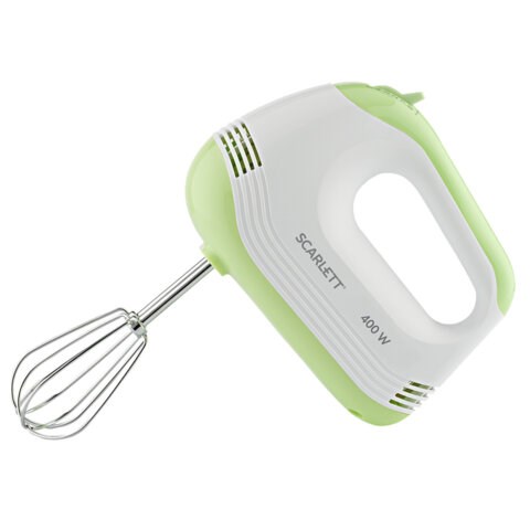 Миксер SCARLETT SC-HM40S15, 400 Вт, 5 скоростей, 2 венчика, 2 крюка для теста, белый/зеленый 455876 - фото 322105