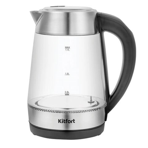 Чайник KITFORT КТ-6107, 1,7 л, 2200 Вт, закрытый нагревательный элемент, ТЕРМОРЕГУЛЯТОР, стекло, черный 455991 - фото 322146