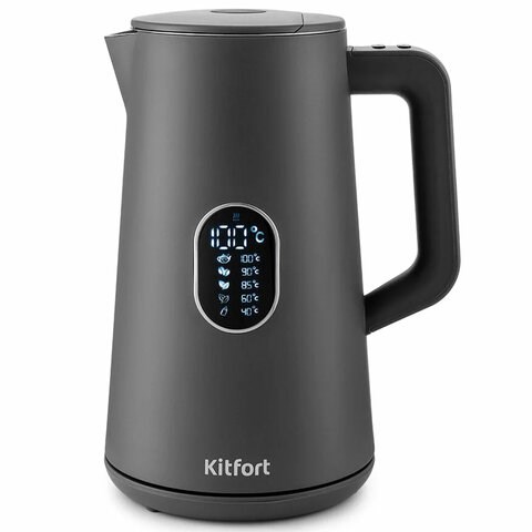Чайник KITFORT КТ-6115-2, 1,5 л, 1800 Вт, закрытый нагревательный элемент, ТЕРМОРЕГУЛЯТОР, двойные стенки, серый 455996 - фото 322150