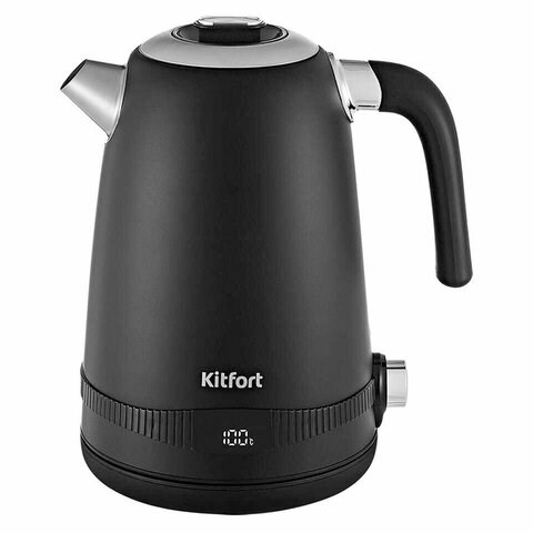 Чайник KITFORT КТ-6121-1, 1,7 л, 2200 Вт, закрытый нагревательный элемент, LED-дисплей, ТЕРМОРЕГУЛЯТОР, сталь, черный 456001 - фото 322153