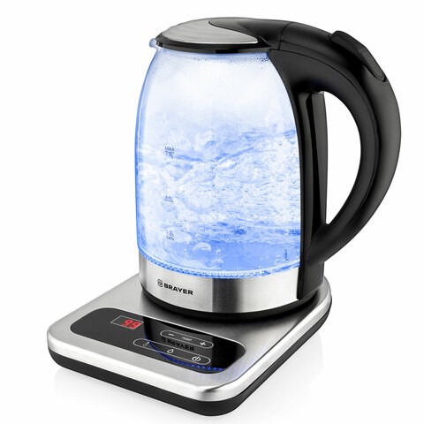 Чайник с терморегулятором BRAYER BR1003, 1,7 л, 2200 Вт, закрытый нагревательный элемент, стекло 456043 - фото 322173