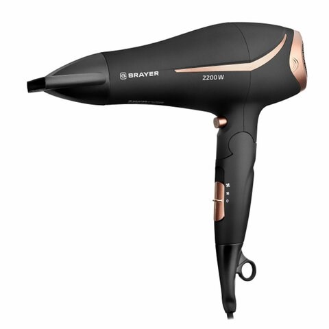 Фен BRAYER BR3000BN, 2200 Вт, 2 скорости, 3 температурных режима, складная ручка, черный 456101 - фото 322197