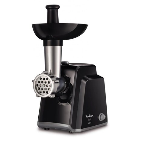 Мясорубка MOULINEX ME105830, 1400 Вт, производительность 1,7 кг/мин, 2 насадки, реверс, пластик, черная, 1510001079 456479 - фото 322296