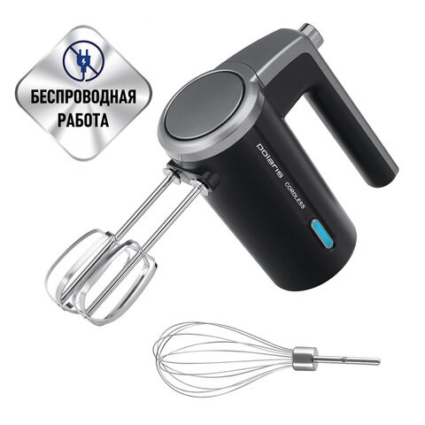 Миксер беспроводной POLARIS PHM 2024 CordLess, 200 Вт, 3 скорости, взбивание и перемешивание, черный, 55658 456728 - фото 322402