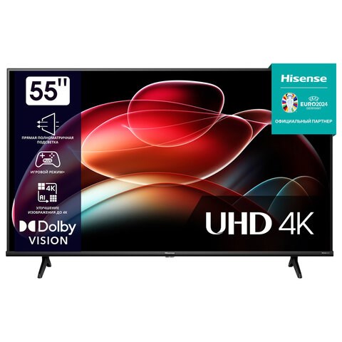 Телевизор HISENSE 55A6K, 55" (139 см), 3840x2160, 4K, 16:9, SmartTV, Wi-Fi, черный 456767 - фото 322422