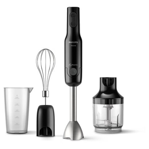 Блендер погружной PHILIPS HR2543/90, 700 Вт, 2 скорости, 3 насадки, стакан, черный 456934 - фото 322473