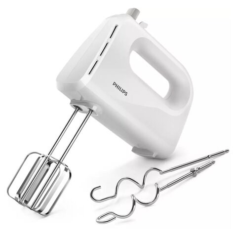 Миксер PHILIPS HR3705/00, 300 Вт, 5 скоростей, 2 венчика, 2 крюка для теста, белый 456936 - фото 322475