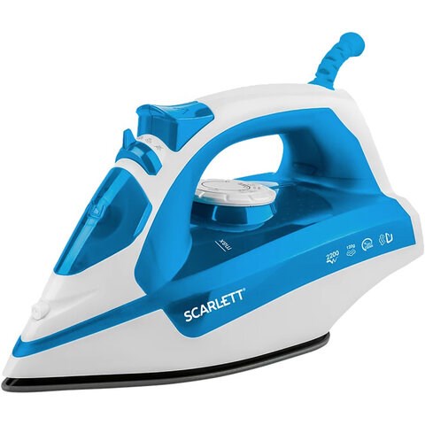 Утюг SCARLETT SC-SI30P17, 2200 Вт, антипригарное покрытие, антинакипь, самоочистка, белый/синий 457202 - фото 322530