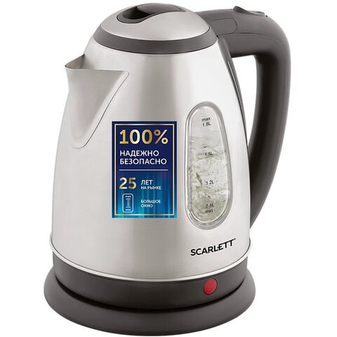 Чайник SCARLETT SC-EK21S88, 1,8 л, 2200 Вт, закрытый нагревательный элемент, стальной 457211 - фото 322538