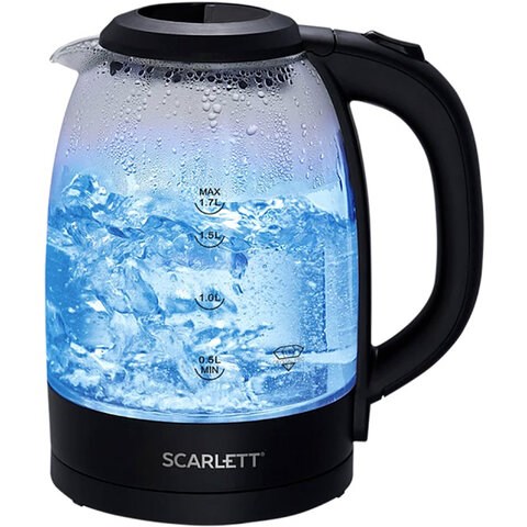 Чайник SCARLETT SC-EK27G11, 1,7 л, 2200 Вт, закрытый нагревательный элемент, стекло, черный 457216 - фото 322543