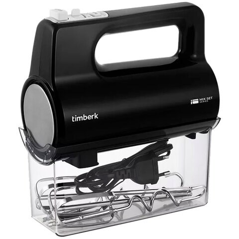 Миксер TIMBERK T-HM40S50, 700 Вт, 5 скоростей, 2 венчика, 2 крюка для теста, контейнер, черный 457228 - фото 322553