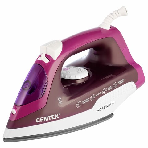 Утюг CENTEK CT-2348, 1800 Вт, антипригарное покрытие, антикапля, антинакипь, фиолетовый, CT-2348 VIOLET 457616 - фото 322688