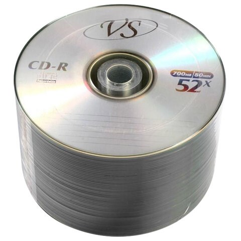 Диски CD-R VS 700 Mb 52x Bulk (термоусадка без шпиля), КОМПЛЕКТ 50 шт., VSCDRB5001 511536 - фото 322813