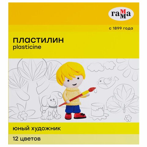 Пластилин ГАММА Юный художник NEW, 12 цветов, 168 г, со стеком, 280045 103609 - фото 322854