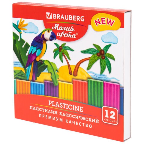 Пластилин классический BRAUBERG МАГИЯ ЦВЕТА NEW, 12 цветов, 240 г, стек, ВЫСШЕЕ КАЧЕСТВО, 106426 106426 - фото 322983