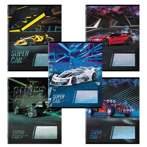 Тетрадь 12 л. BRAUBERG, клетка, обложка картон, SUPER CAR, 106465 106465 - фото 323005