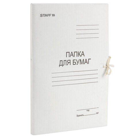 Папка для бумаг с завязками картонная STAFF, гарантированная плотность 310 г/м2, до 200 листов, 121120 121120 - фото 324196