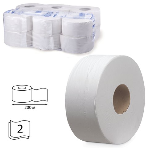 Бумага туалетная 200 м, KIMBERLY-CLARK Scott, КОМПЛЕКТ 12 шт., Performance Jumbo, 2-х слойная, белая, диспенсер 601544, 8512 126127 - фото 324452