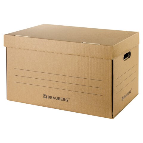 Короб архивный Делопроизводство (325х480х295 мм), с крышкой, гофрокартон, BRAUBERG, 126523 126523